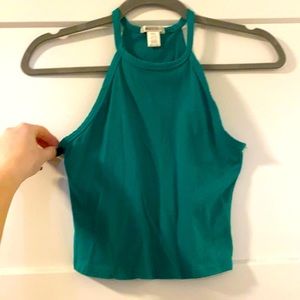 Teal cotton crop top